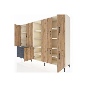 Hyperion Dolap 11 Raflı 3 Çekmeceli 7 Kapaklı 220x44x163 Aytaşı-çam/antrasit