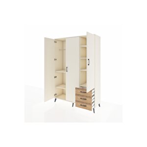 Hyperion Dolap 6 Raflı 3 Çekmeceli Tek Askılı 132x44x195 Aytaşı-aytaşı/çam