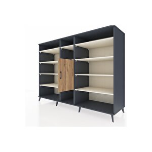 Kronos Dolap 12 Raflı Tek Kapaklı  220x59x163 Antrasit-çam/aytaşı