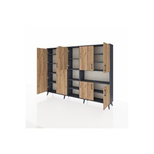 Arges Dolap 13 Raflı 7 Kapaklı 220x30x163 Antrasit-çam/antrasit