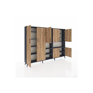 Arges Dolap 13 Raflı 7 Kapaklı 220x30x163 Antrasit-çam/antrasit