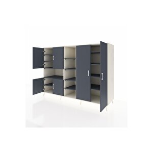 Kronos Dolap 13 Raflı 6 Kapaklı 220x59x163 Aytaşı-antrasit