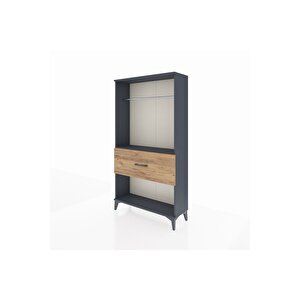 Arges Dolap Tek Raflı Tek Çekmeceli Tek Askılı 88x30x163 Antrasit-çam