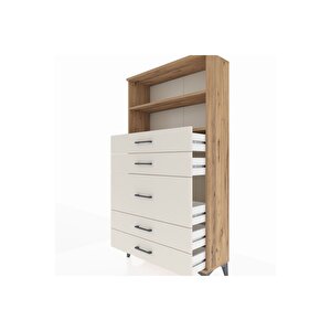 Arges Dolap 2 Raflı 5 Çekmeceli 88x30x163 Çam-aytaşı