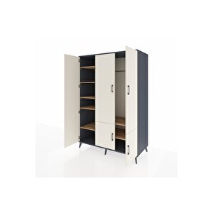 Kronos Dolap 7 Raflı 5 Kapaklı Tek Askılı 132x59x195 Antrasit-aytaşı/çam