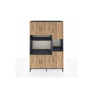 Hyperion Dolap 9 Raflı 6 Kapaklı 132x44x195 Antrasit-çam/antrasit