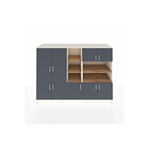 Kronos Dolap 14 Raflı 9 Kapaklı 220x59x163 Aytaşı-antrasit/çam