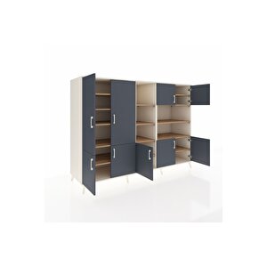 Kronos Dolap 14 Raflı 9 Kapaklı 220x59x163 Aytaşı-antrasit/çam