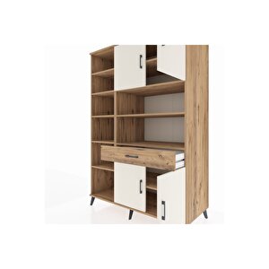 Kronos Dolap 10 Raflı Tek Çekmeceli 4 Kapaklı 132x59x195 Çam-aytaşı/çam