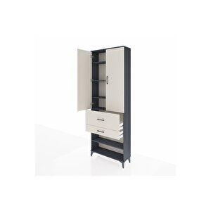 Arges Dolap 5 Raflı 2 Çekmeceli 2 Kapaklı 88x30x243 Antrasit-aytaşı