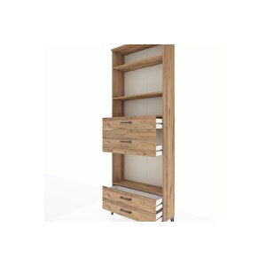 Arges Dolap 4 Raflı 4 Çekmeceli 88x30x243 Çam-çam