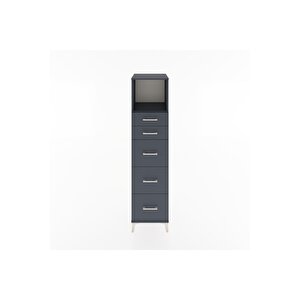 Hyperion Dolap Tek Raflı 5 Çekmeceli 44x44x182 Antrasit-antrasit