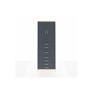 Arges Dolap 3 Raflı 7 Çekmeceli 2 Kapaklı 88x30x243 Çam-antrasit