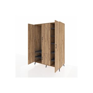 Kronos Dolap 7 Raflı 5 Kapaklı Tek Askılı 132x59x195 Çam-çam/antrasit