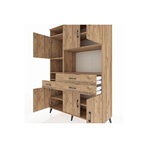 Hyperion Gardrop 9 Raflı 3 Çekmeceli 6 Kapaklı 132x44x195 Çam-çam