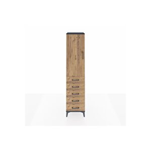 Hyperion Dolap Tek Raflı 5 Çekmeceli Tek Askılı 44x44x195 Antrasit-çam