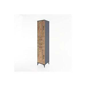 Hyperion Dolap 3 Raflı 3 Çekmeceli 2 Kapaklı 44x44x221 Antrasit-çam