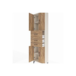 Arges Dolap 3 Raflı 3 Çekmeceli 4 Kapaklı 60x30x221 Aytaşı-çam