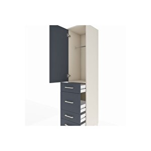 Hyperion Dolap Tek Raflı 4 Çekmeceli Tek Askılı 44x44x195 Aytaşı-antrasit