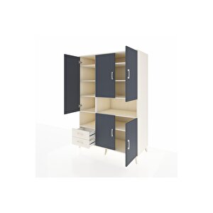 Kronos Dolap 10 Raflı 2 Çekmeceli 5 Kapaklı 132x59x195 Aytaşı-antrasit/aytaşı