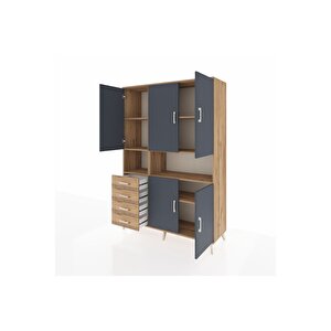 Hyperion Dolap 7 Raflı 4 Çekmeceli 5 Kapaklı 132x44x195 Çam-antrasit/çam