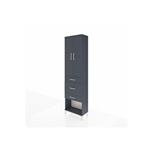 Arges Dolap 2 Raflı 3 Çekmeceli Tek Askılı 60x30x221 Antrasit-antrasit