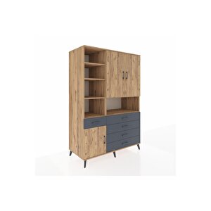 Kronos Dolap 8 Raflı 5 Çekmeceli 3 Kapaklı 132x59x195 Çam-çam/antrasit