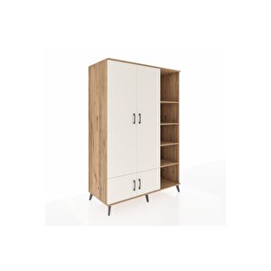 Kronos Dolap 6 Raflı 4 Kapaklı Tek Askılı 132x59x195 Çam-aytaşı/çam