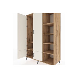 Kronos Dolap 6 Raflı 4 Kapaklı Tek Askılı 132x59x195 Çam-aytaşı/çam