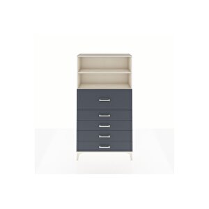 Arges Dolap 2 Raflı 5 Çekmeceli 88x30x163 Aytaşı-antrasit