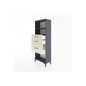 Arges Dolap 2 Raflı 3 Çekmeceli 60x30x163 Antrasit-aytaşı
