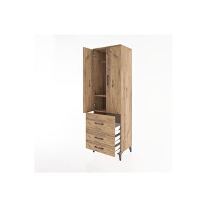 Hyperion Dolap 2 Raflı 3 Çekmeceli Tek Askılı 60x44x195 Çam-çam