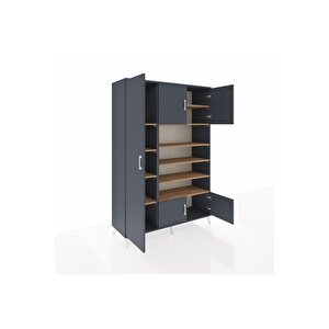 Hyperion Dolap 10 Raflı 5 Kapaklı 132x44x195 Antrasit-antrasit/çam