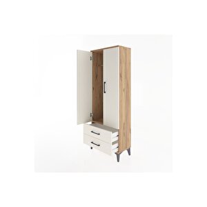 Arges Dolap Tek Raflı 2 Çekmeceli Tek Askılı 60x30x163 Çam-aytaşı