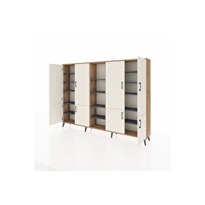 Arges Dolap 14 Raflı 8 Kapaklı 220x30x163 Çam-aytaşı/antrasit