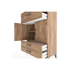 Hyperion Dolap 2 Raflı 3 Çekmeceli 2 Kapaklı 88x44x134 Çam-çam
