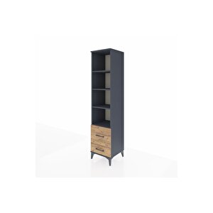 Hyperion Dolap 4 Raflı 2 Çekmeceli 44x44x195 Antrasit-çam