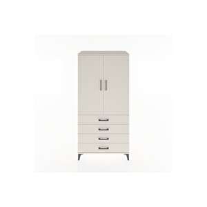 Hyperion Dolap Tek Raflı 4 Çekmeceli Tek Askılı 88x44x182 Aytaşı-aytaşı