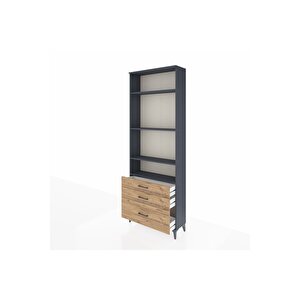 Arges Dolap 4 Raflı 3 Çekmeceli 88x30x243 Antrasit-çam