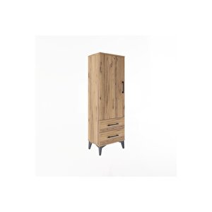 Arges Dolap Tek Raflı 2 Çekmeceli Tek Askılı 44x30x134 Çam-çam