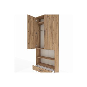 Arges Dolap 4 Raflı Tek Çekmeceli Tek Askılı 88x30x221 Çam-çam