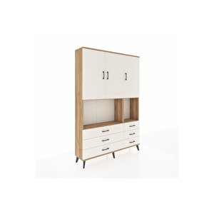 Arges Gardrop 6 Raflı 6 Çekmeceli 3 Kapaklı 132x30x195 Çam-aytaşı