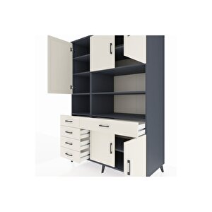 Kronos Dolap 9 Raflı 5 Çekmeceli 5 Kapaklı 132x59x195 Antrasit-aytaşı/aytaşı