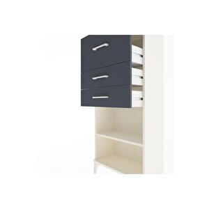 Arges Dolap Tek Raflı 3 Çekmeceli 60x30x134 Aytaşı-antrasit