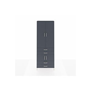 Arges Dolap 5 Raflı 4 Çekmeceli 4 Kapaklı 88x30x243 Antrasit-antrasit