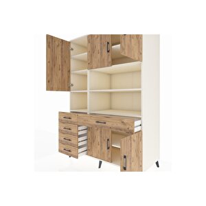 Kronos Dolap 9 Raflı 5 Çekmeceli 5 Kapaklı 132x59x195 Aytaşı-çam/çam