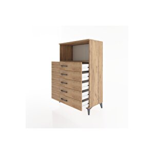 Hyperion Dolap Tek Raflı 4 Çekmeceli 88x44x134 Çam-çam