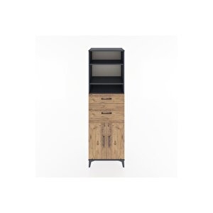 Hyperion Dolap 4 Raflı 2 Çekmeceli 2 Kapaklı 60x44x195 Antrasit-çam
