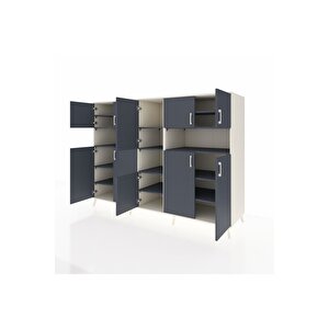 Kronos Dolap 14 Raflı 10 Kapaklı 220x59x163 Aytaşı-antrasit