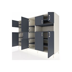 Kronos Dolap 14 Raflı 10 Kapaklı 220x59x163 Aytaşı-antrasit